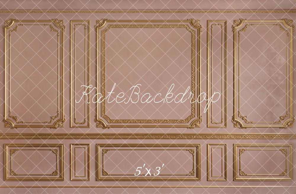 Kate Vintage Pink Gold French Wall Printed Backdrop Designed by Emetselch