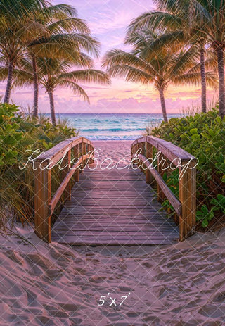 Kate Beach Tropical Sunset Palm Trees Printed Backdrop Designed by Emetselch