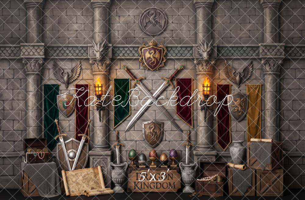 Kate Fantasy Dragon Kingdom CastleTreasure Boys Printed Backdrop Designed by Patty Roberts