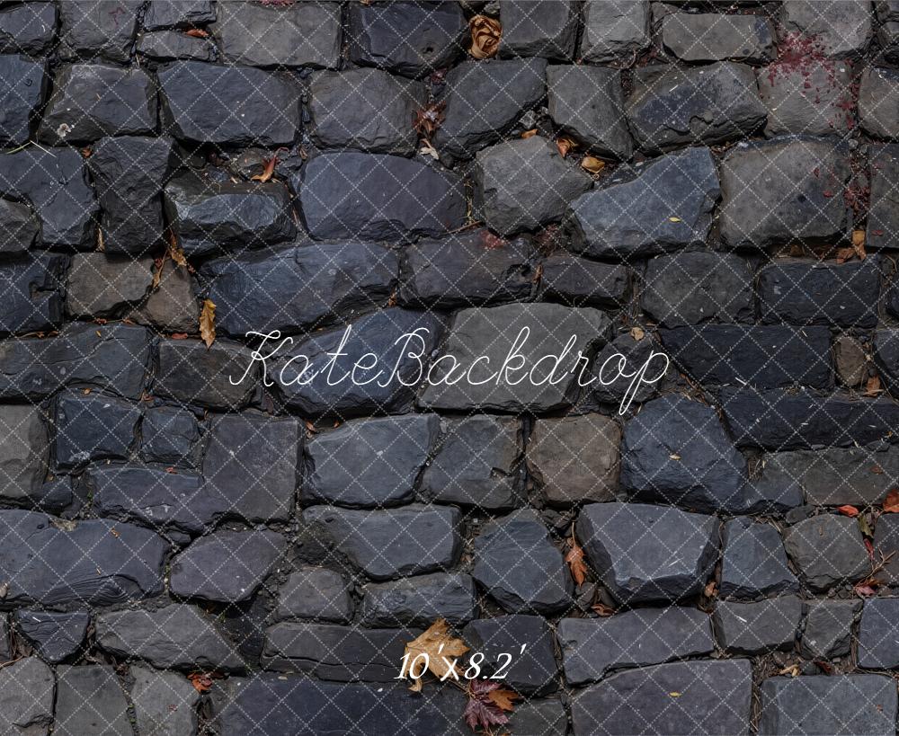 Kate Dark Gray Cobblestone Floor Backdrop Designed by Emetselch