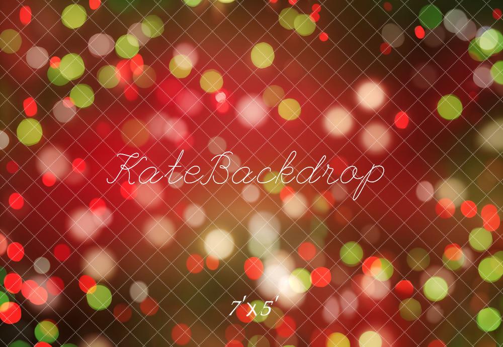 Kate Christmas Red Green Bokeh Lights Backdrop Designed by Emetselch