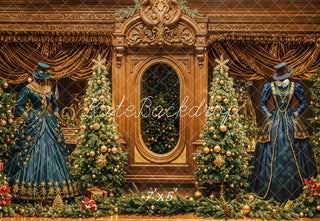 Kate Christmas Trees Mirror Gorgeous Dress Printed Backdrop Designed by Emetselch