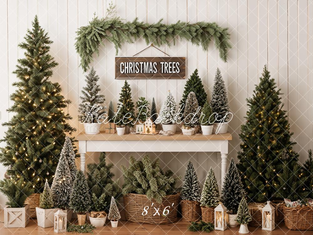 Kate Christmas Trees Pine Garland Basket Lanterns Backdrop Designed by Emetselch