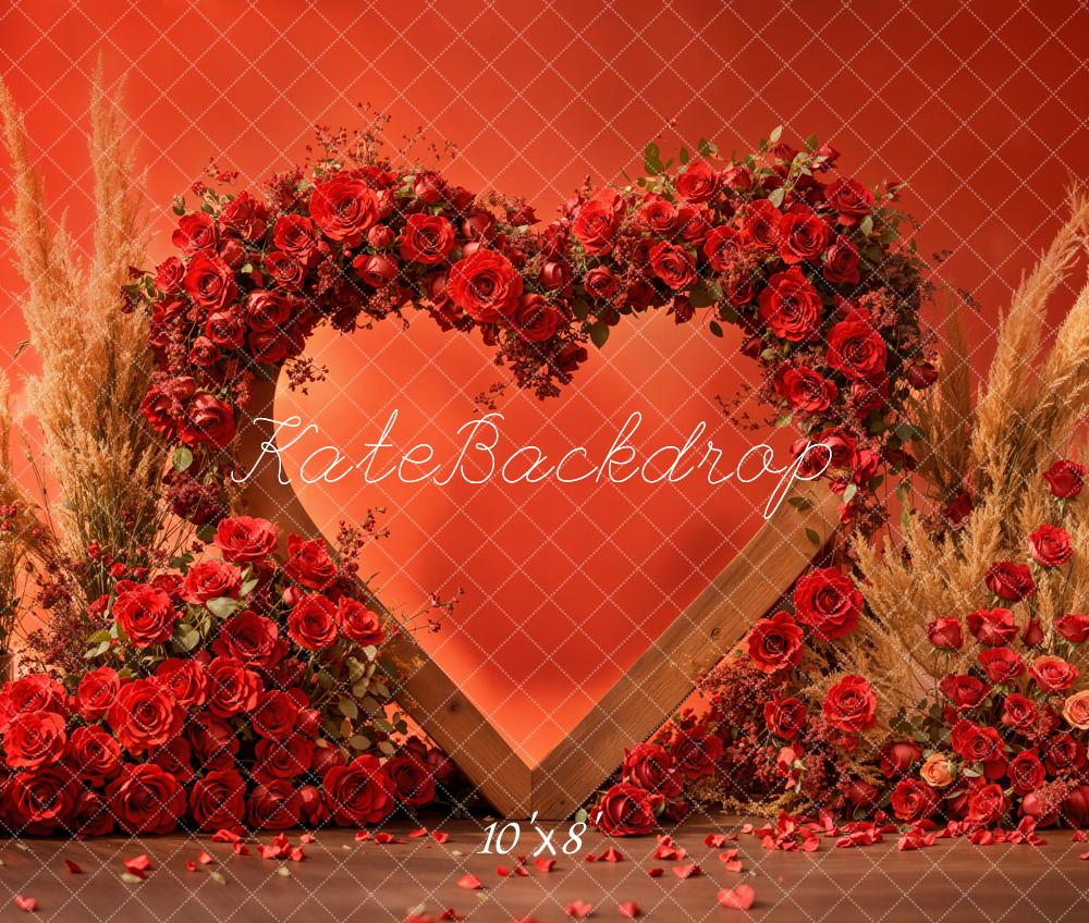 Fondo Boho de Corazón Rojo de Rosa Diseñado por Emetselch