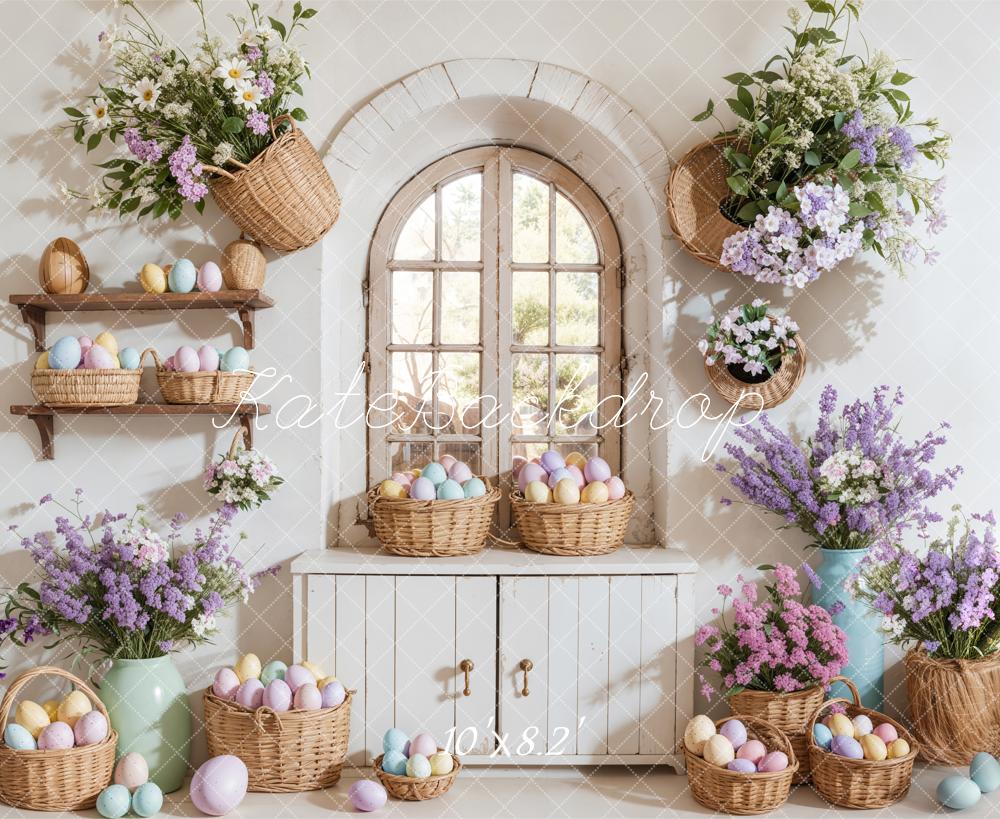 Cestas de flores de huevo de Pascua para ventanas Diseñado por Emetselch