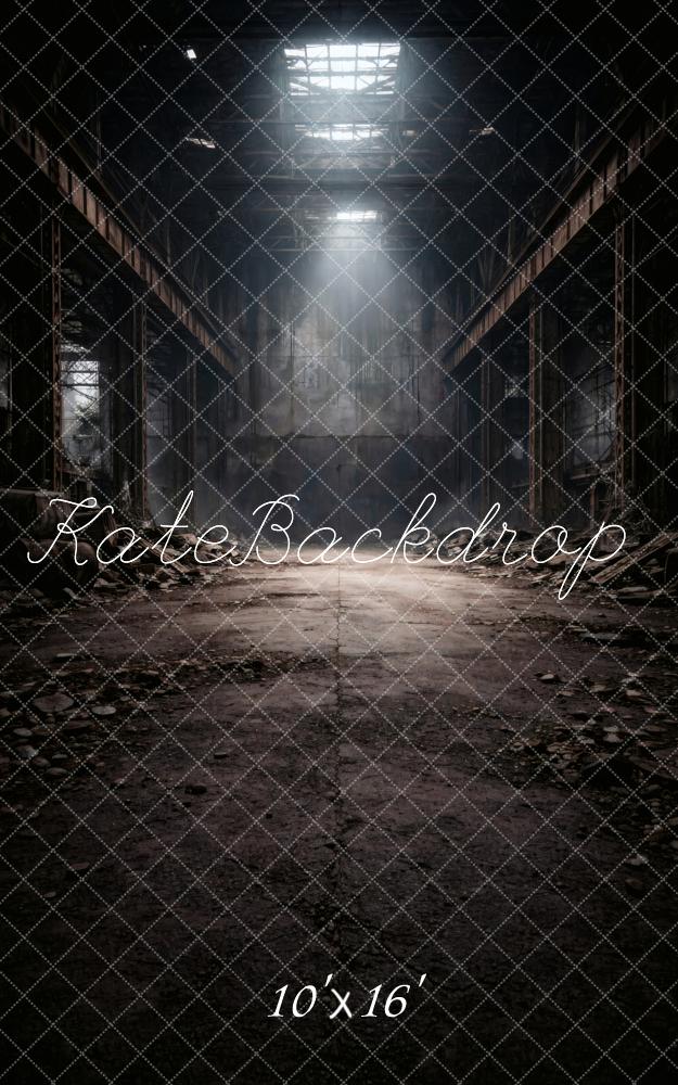 Kate Sweep Abandoned Warehouse Light Rays Printed Backdrop Designed by Vertigo Productions