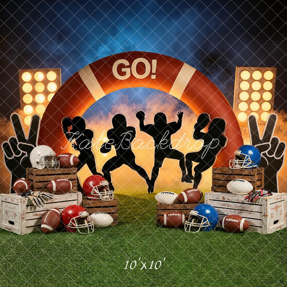 Kate Sports Football Stadium Arch Crates Helmets Silhouettes Backdrop Designed by Emetselch