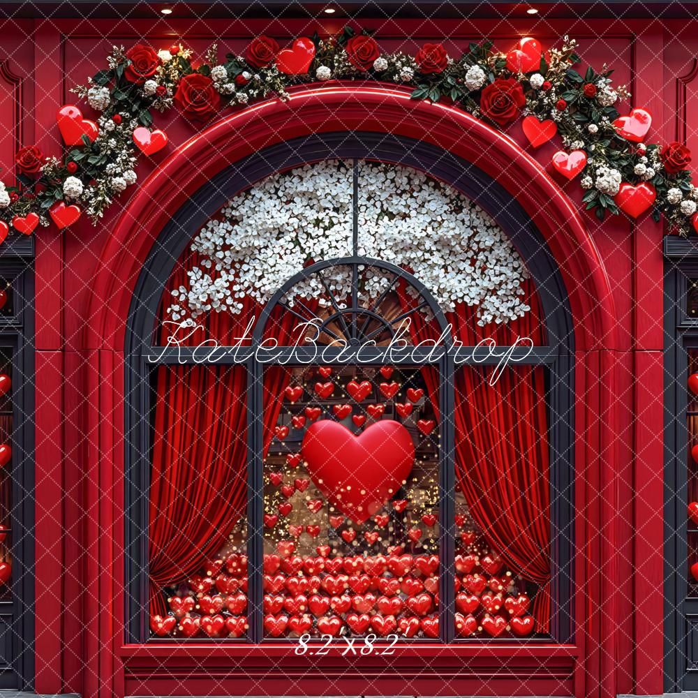 Kate Valentine's Day Red Roses Heart Window Arch Backdrop Designed by Mini MakeBelieve