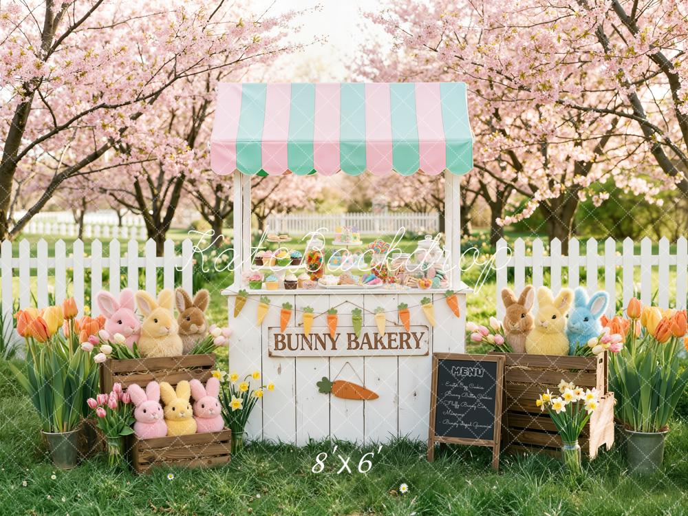 Kate Easter Bunny Bakery Pink Blossoms Backdrop Designed by Emetselch