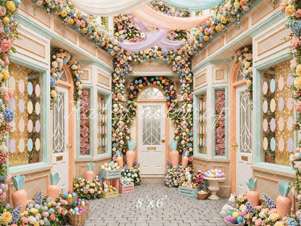 Kate Easter Bunny Pastel Flower Arch Eggs Backdrop Designed by Mini MakeBelieve