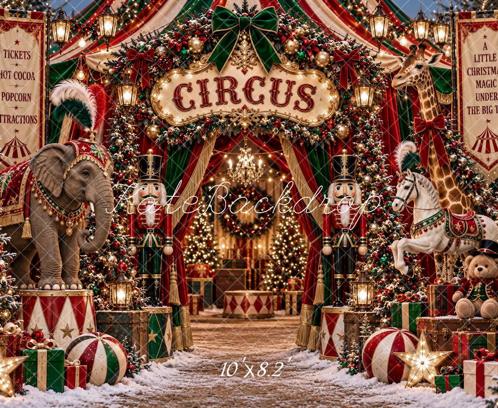 Kate Christmas Circus Animals Arch Nutcracker Printed Backdrop Designed by Ashley Paul