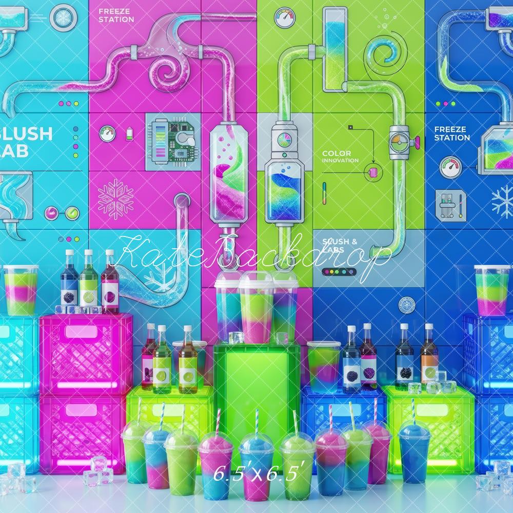 Kate Colorful Slush Lab Rainbow Drinks Science Wall Printed Backdrop Designed by Patty Roberts