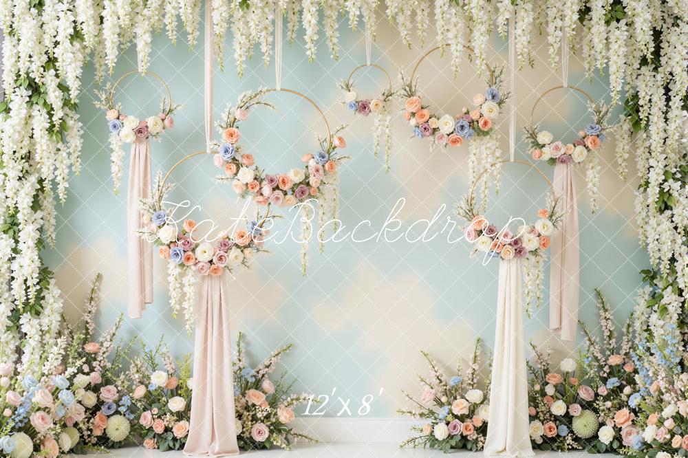 Kate Spring Flower Arch Pastel Floral Hoop Rings Backdrop Designed by Mini MakeBelieve