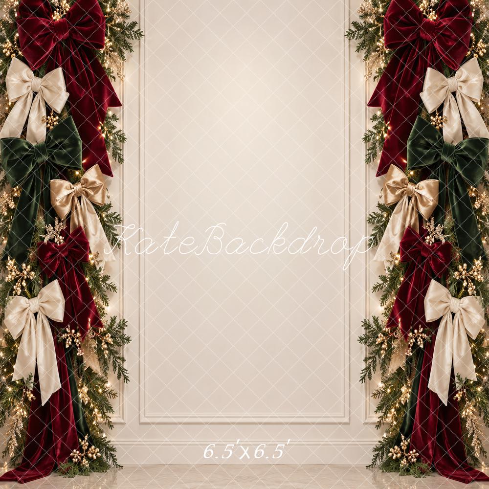 Kate Christmas Garland Bows Elegant Holiday Wall Printed Backdrop Designed by Vertigo Productions