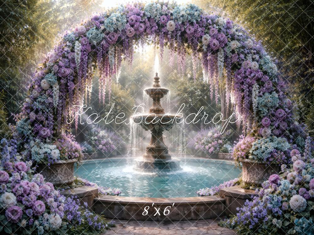 Kate Flower Arch Fountain Garden Printed Backdrop Designed by Vertigo Productions