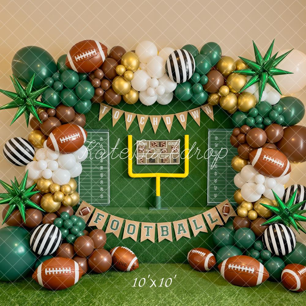 Kate Cake Smash Football Balloon Arch Goal Post Scoreboard Green Backdrop Designed by Emetselch