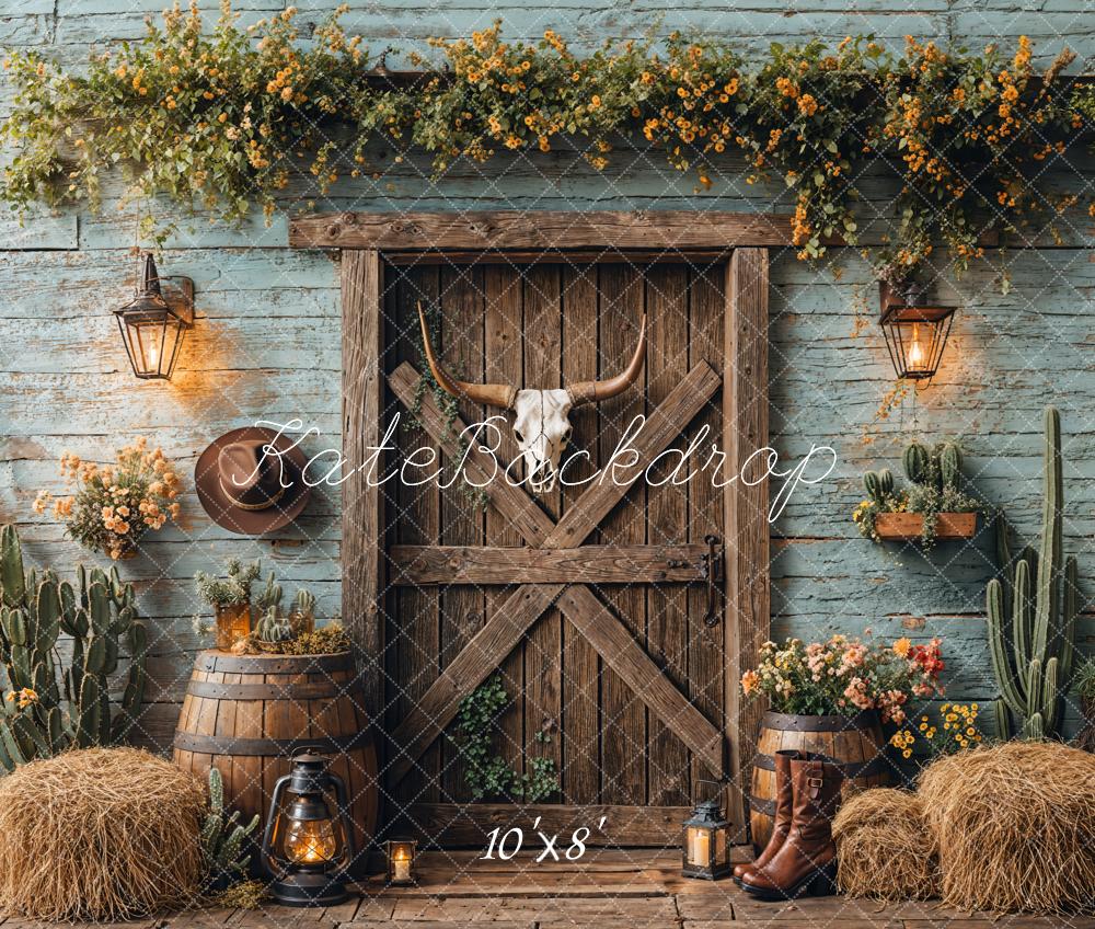 SALE Kate Western Cowboy Rustic Barn Door Backdrop Designed by Emetselch