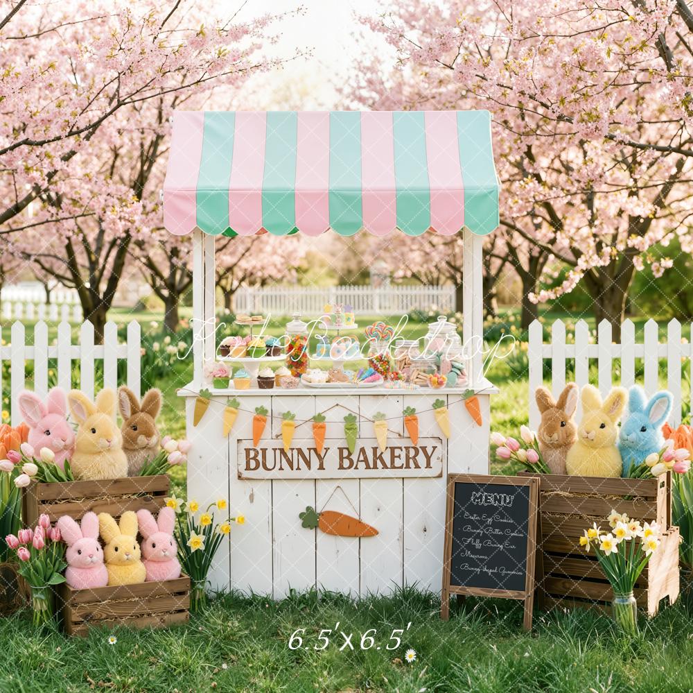 Kate Easter Bunny Bakery Pink Blossoms Backdrop Designed by Emetselch