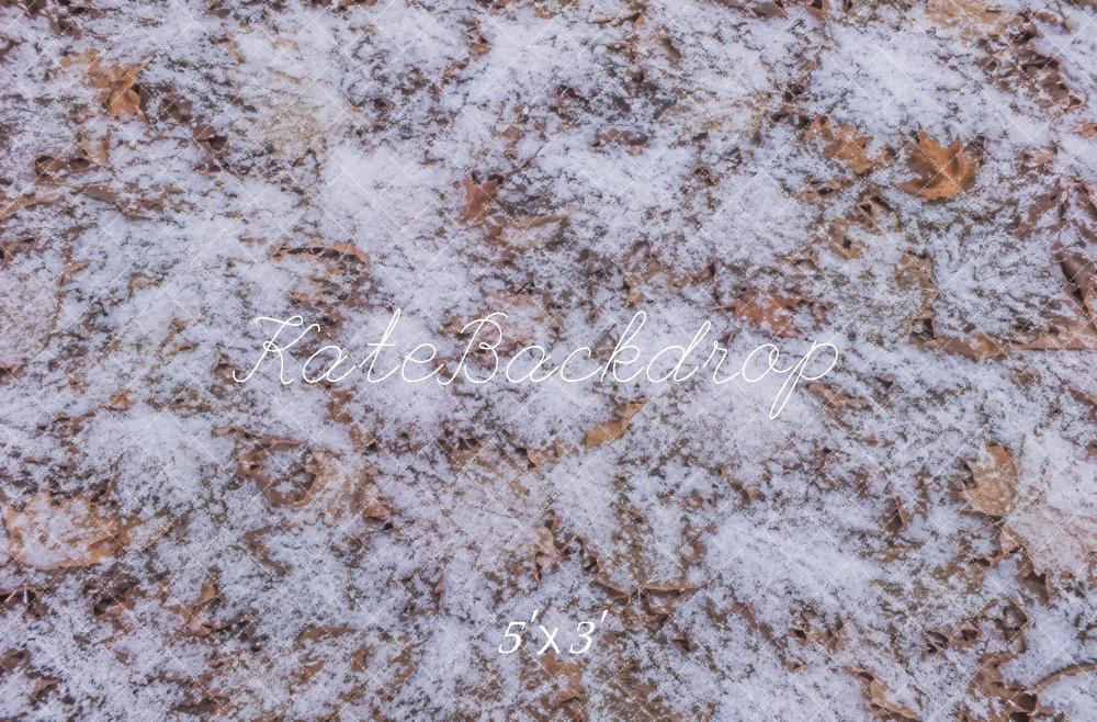 Kate Winter Snowy Leaves Floor Printed Backdrop Printed Backdrop Designed by Vertigo Productions