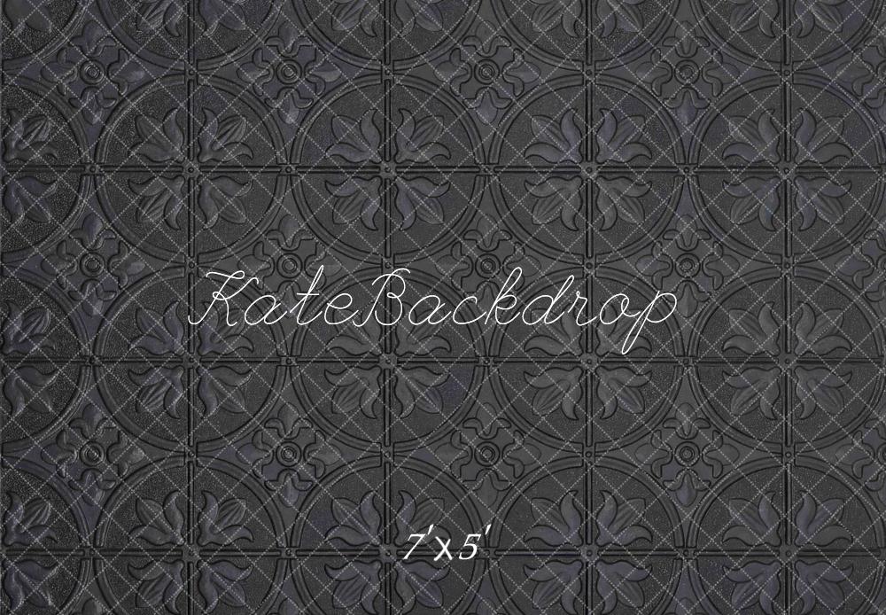 Kate Black Embossed Retro Floor Printed Backdrop Designed by Mini MakeBelieve