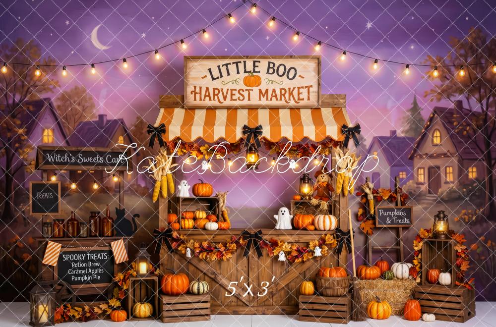 Kate Halloween Harvest Market Pumpkin Stand Ghost Printed Backdrop Designed by Patty Roberts