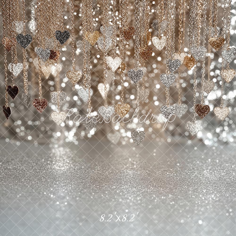 Kate Glitter Heart Chains Bokeh Backdrop Designed by Emetselch