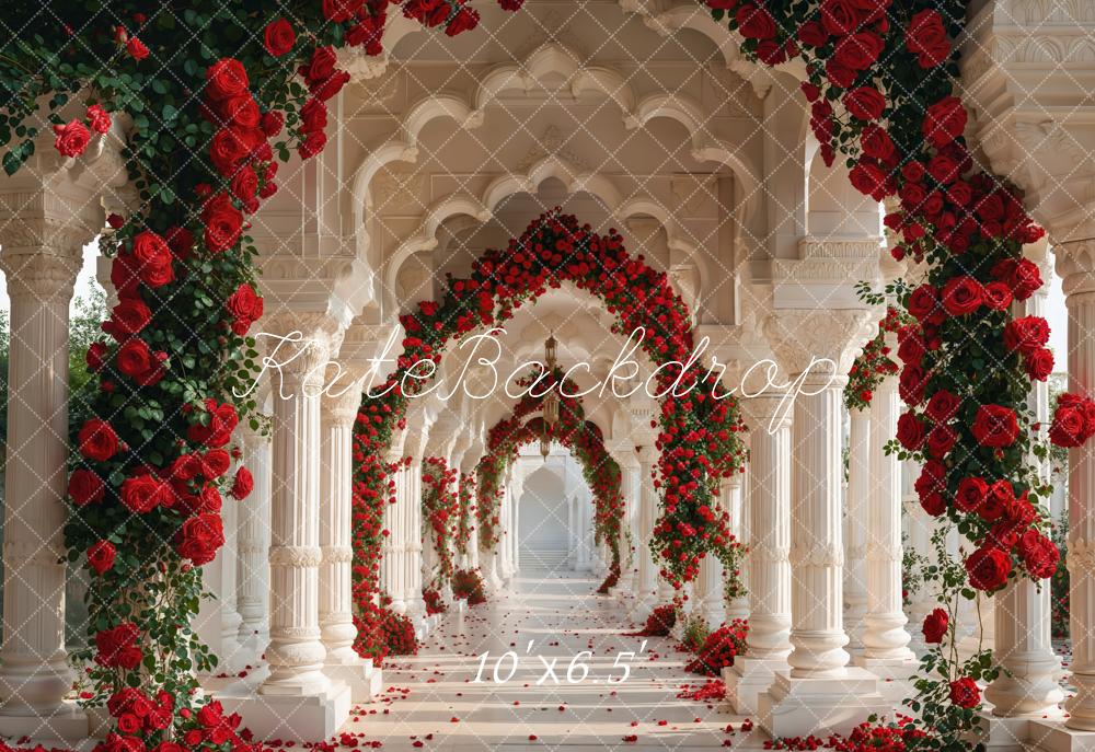 Kate Valentine Rose Arch Retro Hallway Backdrop Designed by Emetselch
