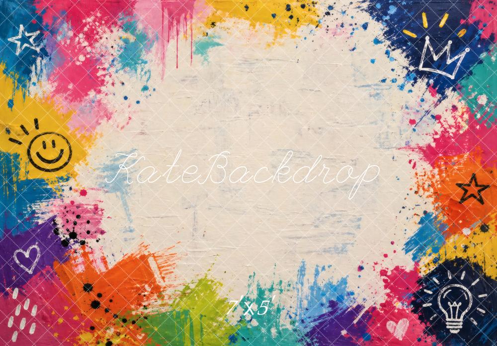 Kate School Colorful Graffiti Doodle Paint Splash Printed Backdrop Designed by Vertigo Productions
