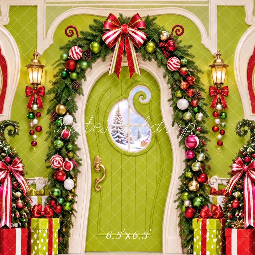 Kate Christmas Whimstical Green Door Garland Gifts Printed Backdrop Designed by Patty Roberts