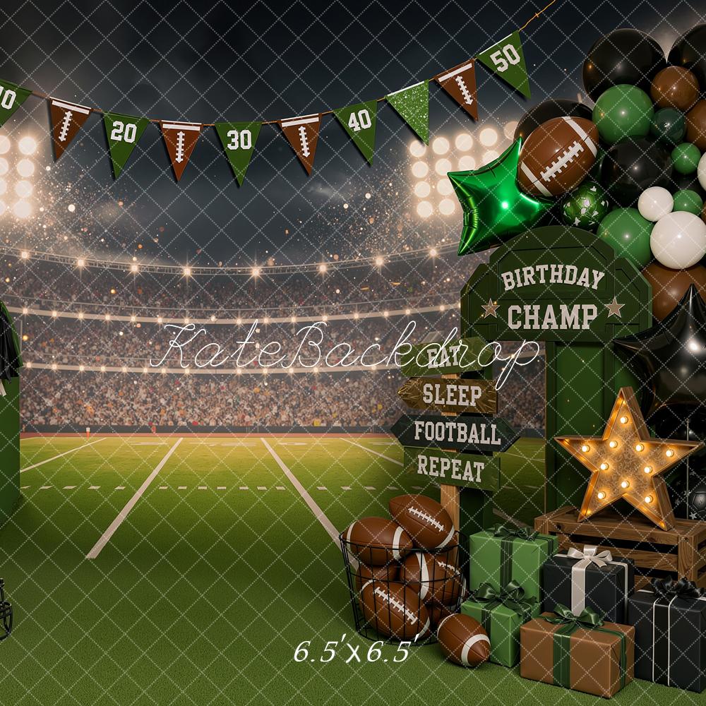 Kate Sports Football Birthday Stadium Balloons Gifts Printed Backdrop Designed by Shutter Swan Studios