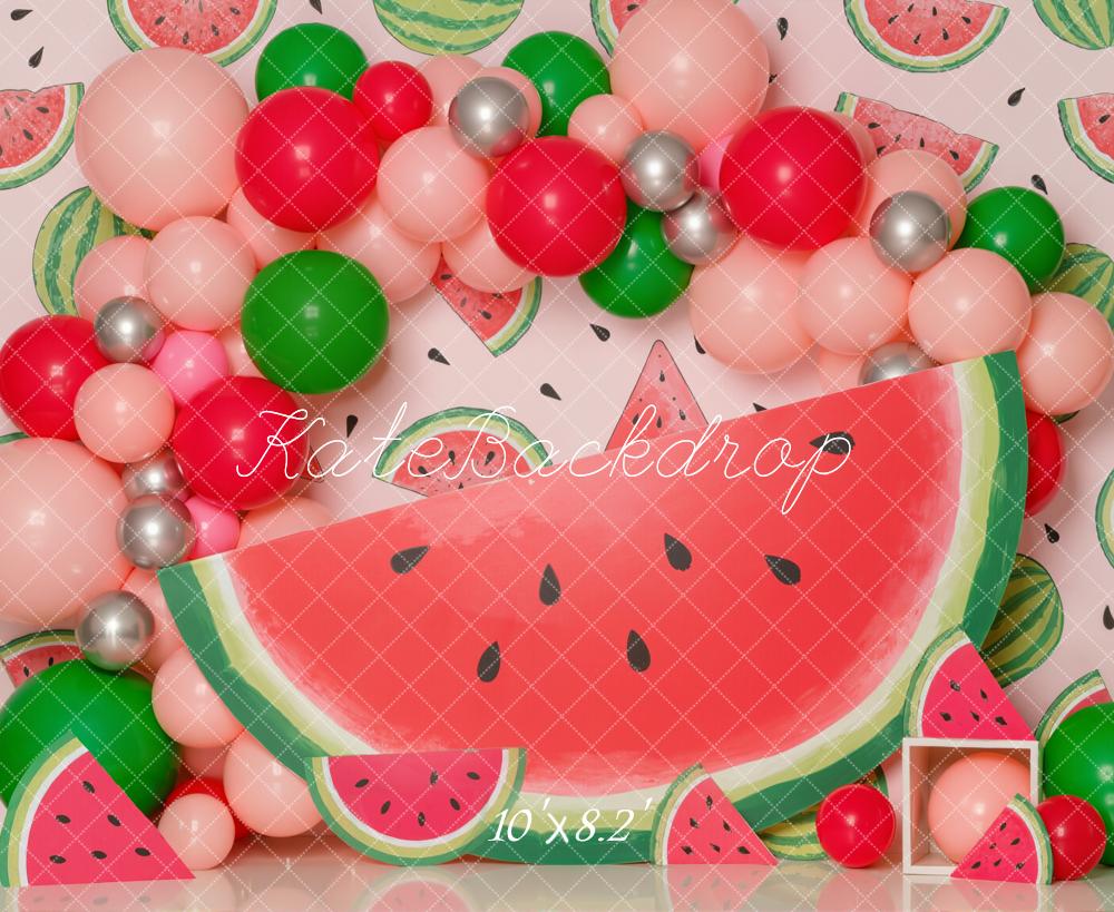 Kate Summer Watermelon Balloons Fruit Pattern Backdrop Designed by Emetselch