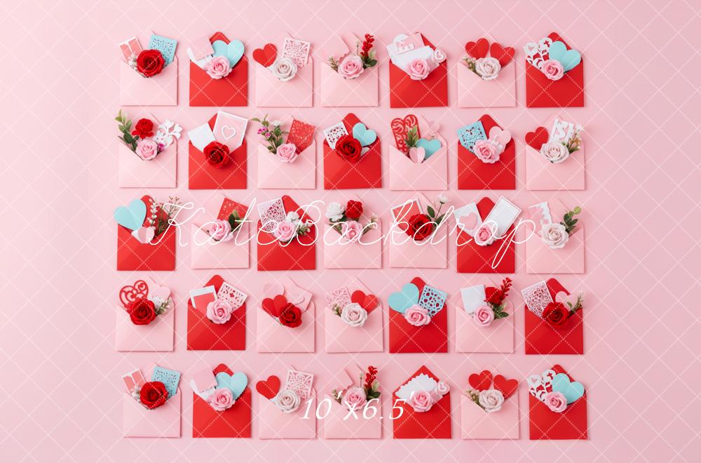 Kate Valentine's Day Envelopes Hearts Flowers Backdrop Designed by Patty Roberts