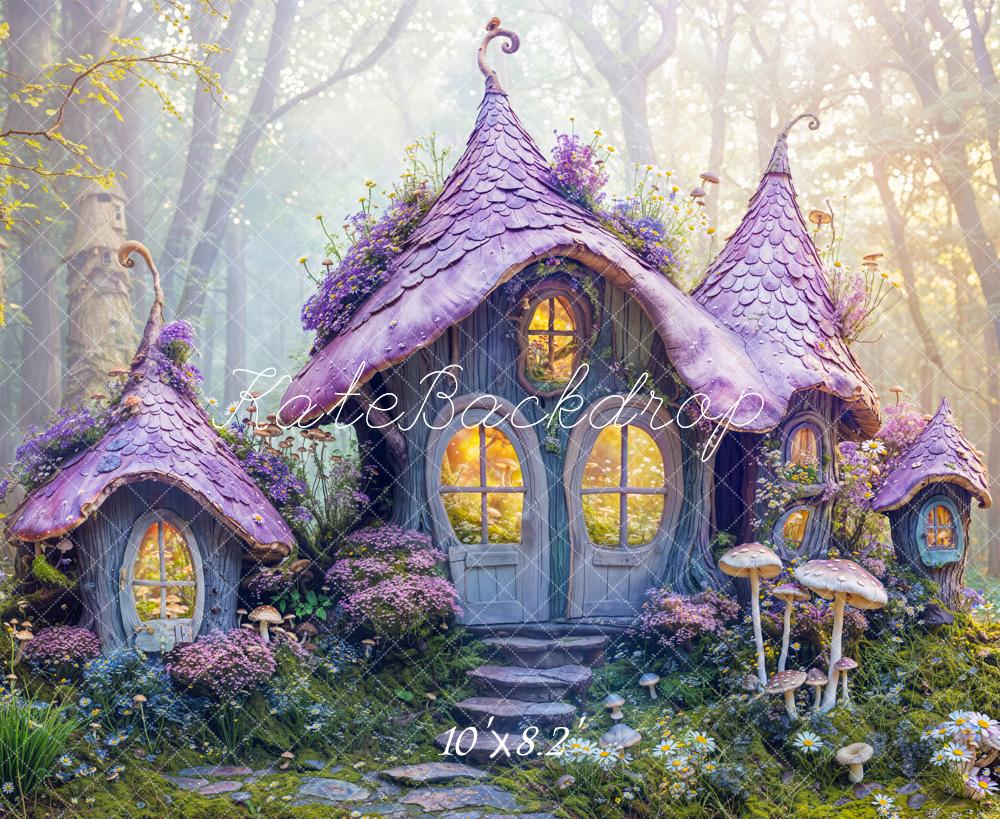 Fairy Fantasy Forest Cottage Foto Achtergrond Designed by Emetselch