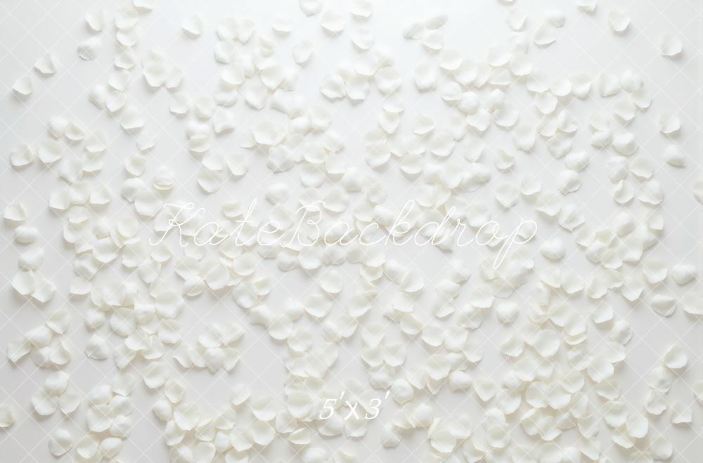Kate White Petals Scatter Floor Printed Backdrop Designed by Mini MakeBelieve