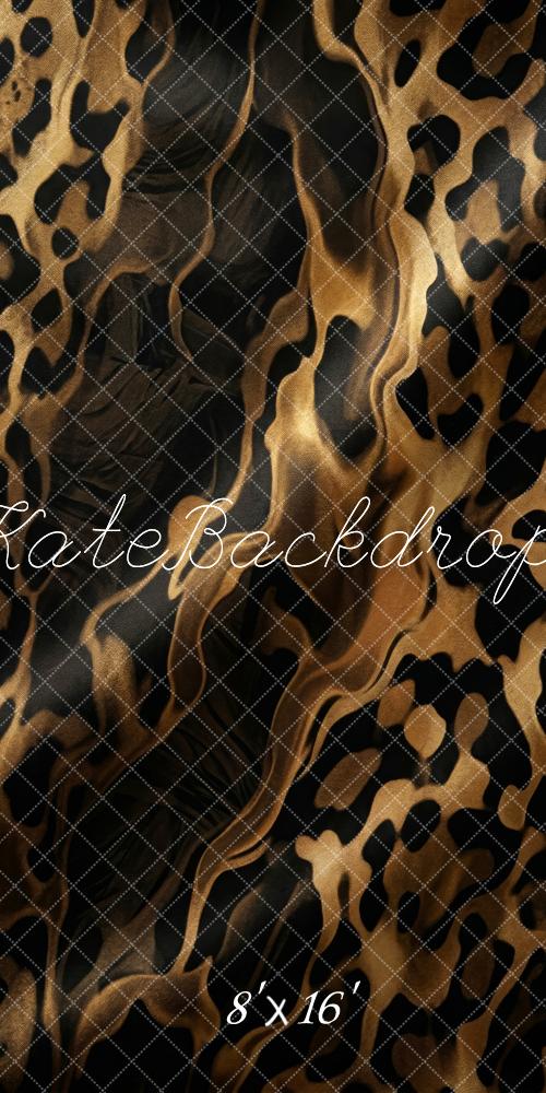 Kate Sweep Abstract Leopard Print Black Gold Printed Backdrop Designed by Patty Roberts