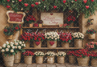 Kate Valentine's Day Flower Shop Red Baskets Printed Backdrop Designed by Emetselch