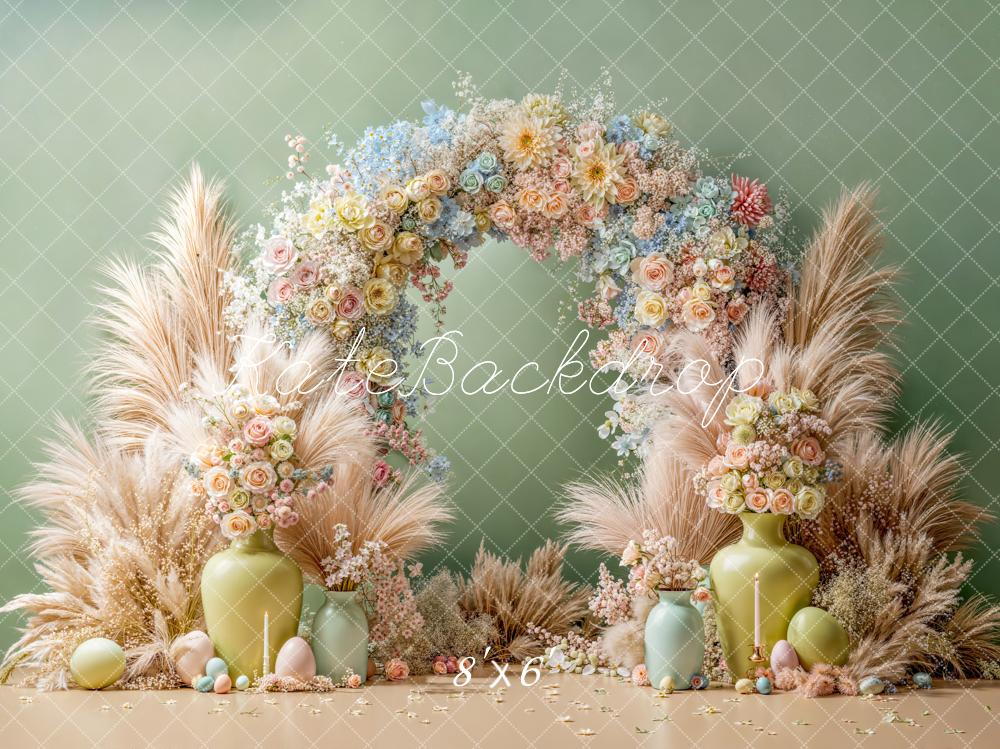 TEST Kate Easter Bunny Flower Arch Pastel Green Backdrop Designed by Emetselch