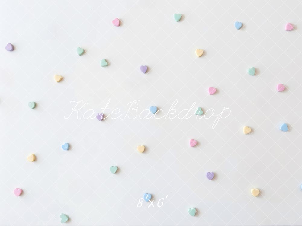 Kate Pastel Candy Hearts Pattern Floor Backdrop Backdrop Designed by Mini MakeBelieve