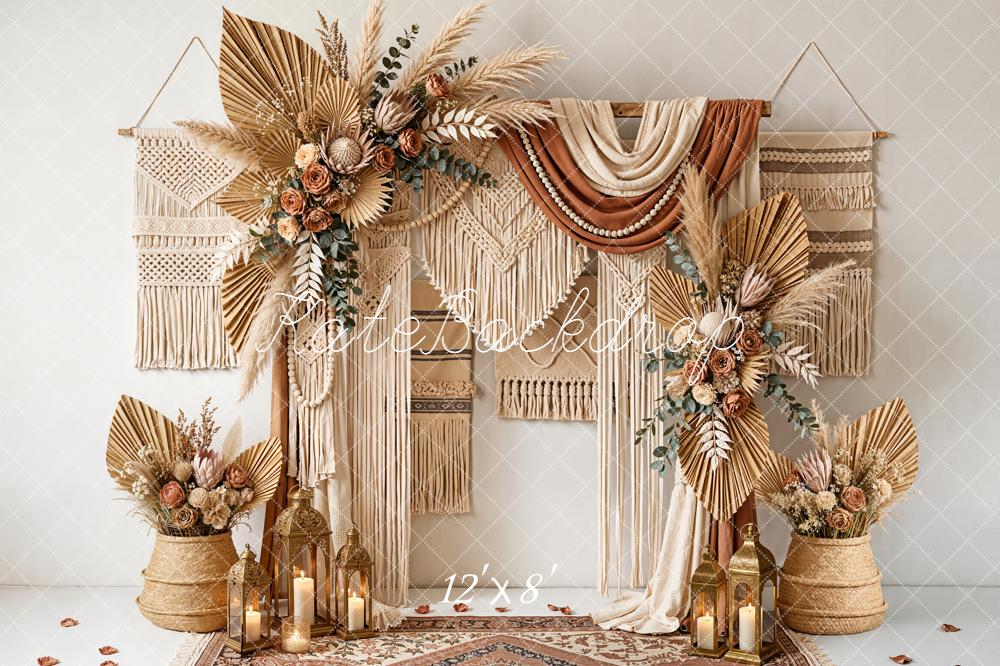 Kate Mother's Day Boho Macrame Dried Palm Floral Arrangement Backdrop Designed by Emetselch