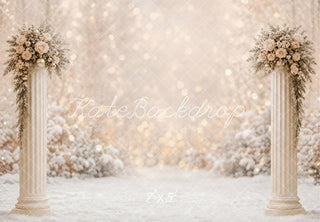 TEST Kate Winter Flower Columns Snow Bokeh Printed Backdrop Designed by Vertigo Productions