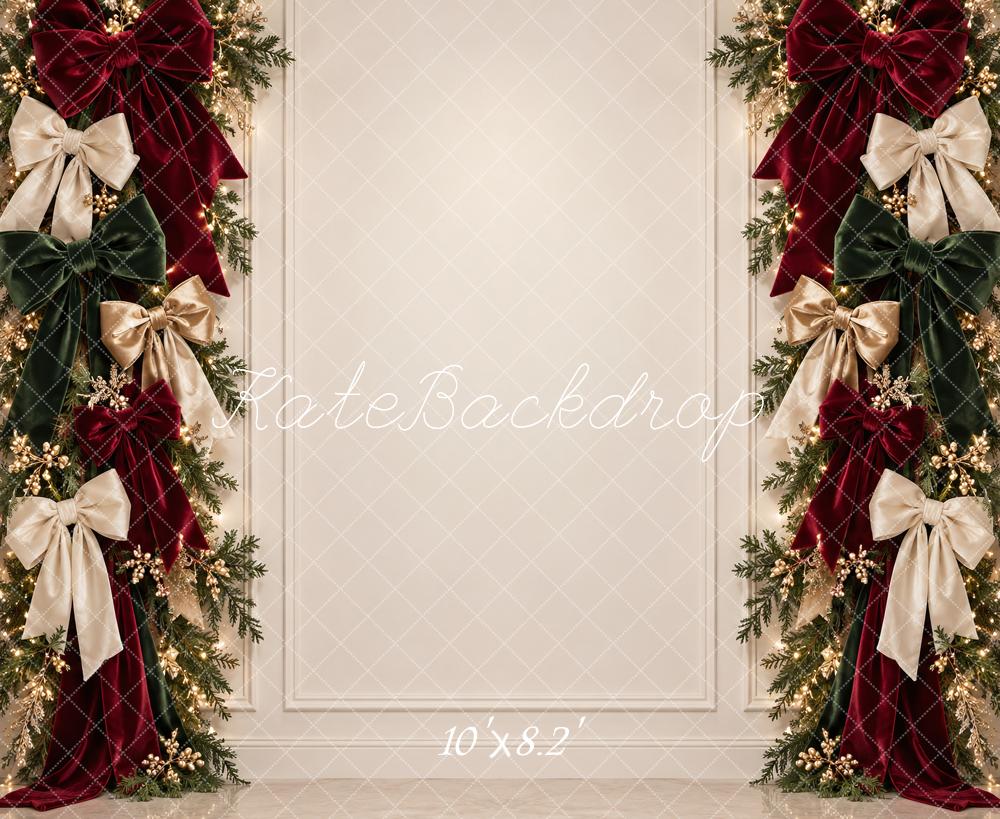 Kate Christmas Garland Bows Elegant Holiday Wall Printed Backdrop Designed by Vertigo Productions