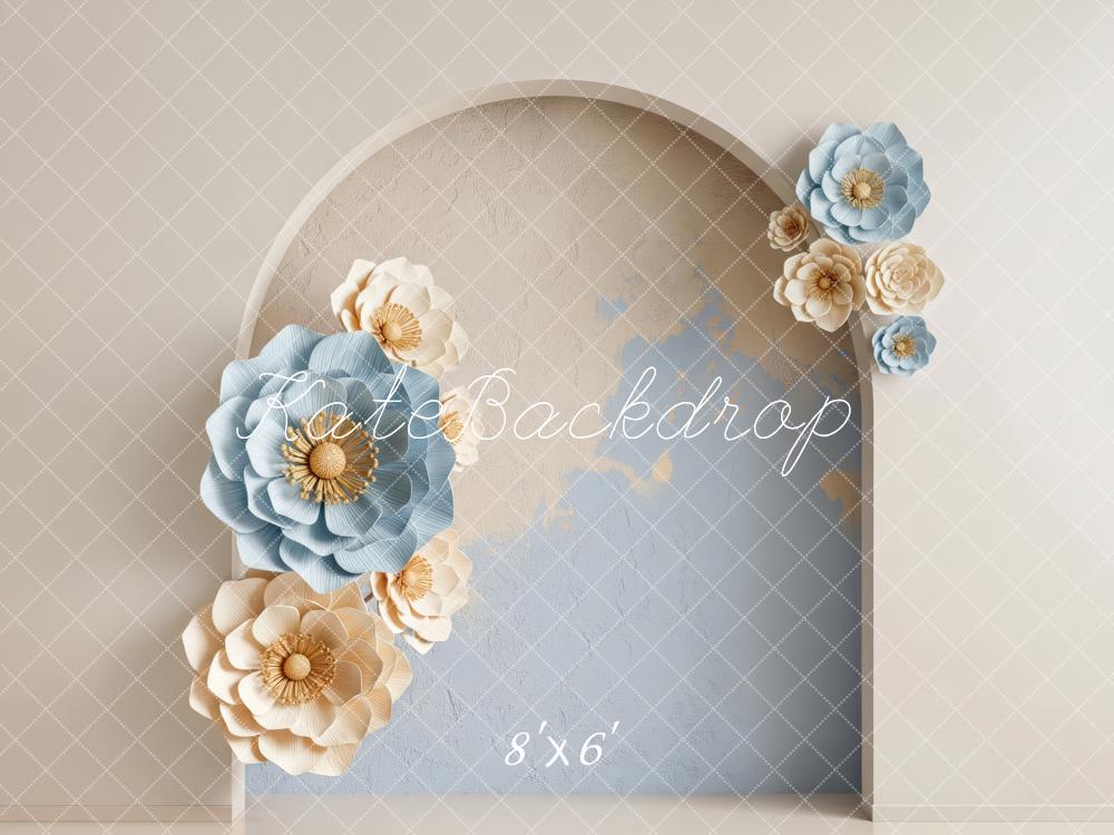 Kate Spring Blue and Beige Flower Arch Printed Backdrop Designed by Patty Roberts