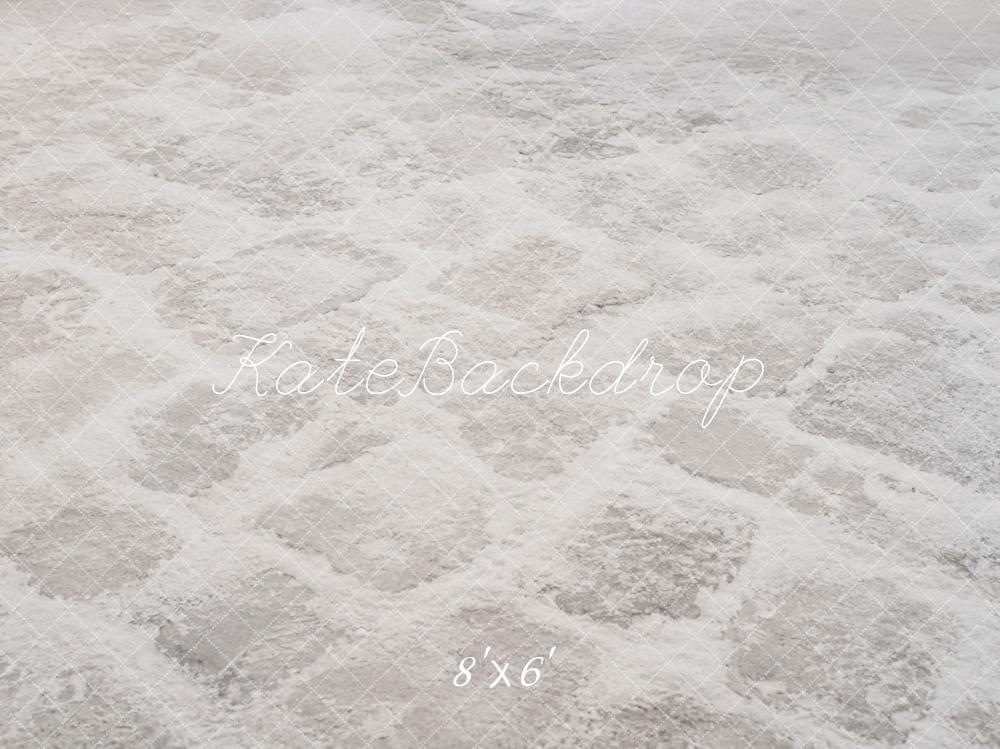 Kate Winter White Snow Cobblestone Floor Printed Backdrop Designed by Emetselch