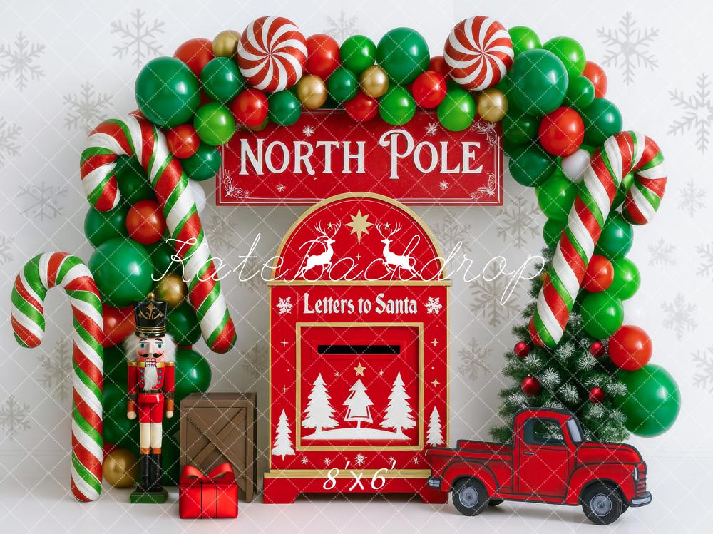 Kate Christmas North Pole Mail Truck Balloons Backdrop Designed by Mini MakeBelieve