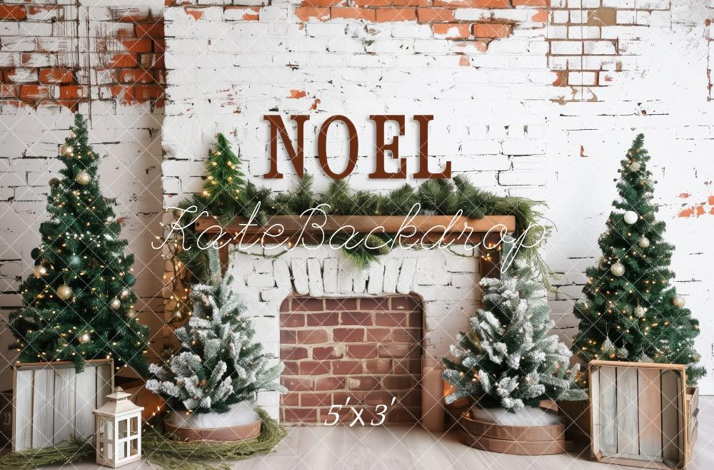 Kate Christmas Tree Noel Fireplace Brick Backdrop Designed by Patty Roberts