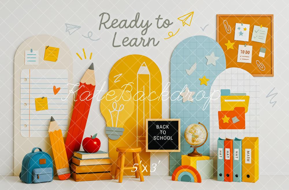 Lightning Deal Kate Back To School Pencils Backpack Backdrop Designed by Patty Roberts