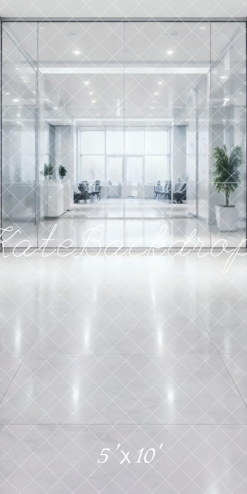 Kate Sweep Modern White Office Glass Wall Printed Backdrop Designed by Vertigo Productions