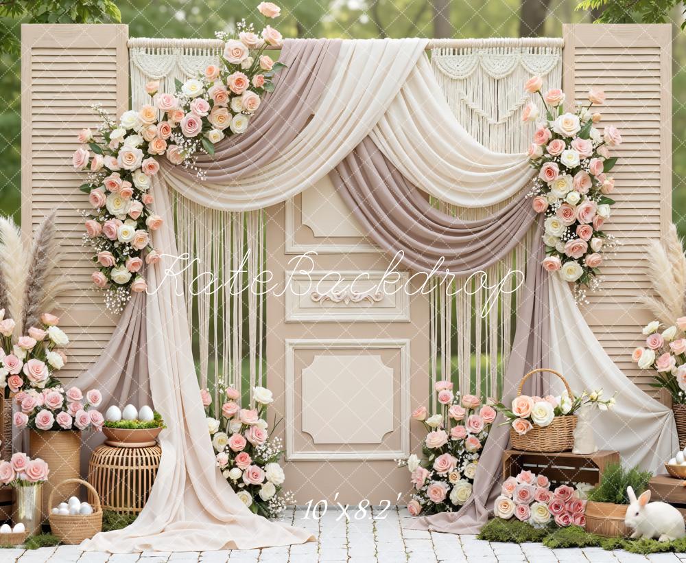 Kate Easter Bunny Pastel Flower Arch Rustic Door Backdrop Designed by Mini MakeBelieve