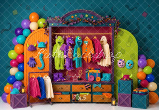 Kate Halloween Colorful Wardrobe Monster Costume Printed Backdrop Designed by Patty Roberts