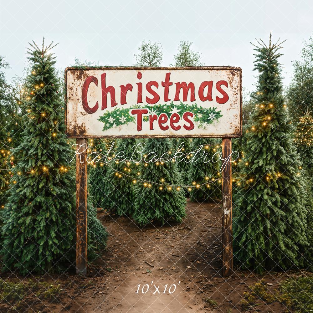 Kate Christmas Trees Farm Path Backdrop Designed by Emetselch